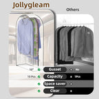 Upgraded Thickened Clear Garment Bags for Hanging Clothes 4 Packs (40 & 50 inch), 10“ Gusseted Clothes Hanging Storage Bags for Closet, Shirts, Coats, Dresses