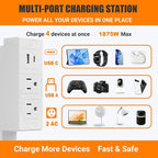 Outlet Extender Stick - Plug Extension Outlet with 3 Prong, Rotating Wall Socket Expander for Home Office Household, Hard to Reach Places, Electrical Power Outlet Extender with USB Ports