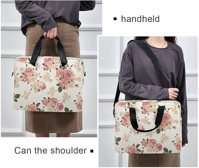Beautiful Roses Vintage Floral Laptop Case, 15.6 inch Laptop Bag, Waterproof Laptop Sleeve, Protective Briefcase for Women Men