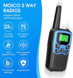MOICO Walkie Talkies for Adults with 22 FRS Channels, LED Flashlight, VOX Scan LCD Display, Long Range Family Walkie Talkie Radios for Hiking Camping Trip (Dark Blue)
