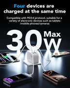Retractable USB C Charger Wall Plug with 35.5in/90cm Type C Cables Cords,40W Fast Charging Foldable Block Multi Charger for All Devices for iPhone 17/16/15/14/13/12,iPad,Galaxy,Pixel