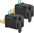 PLUGTUL 2 Prong to 3 Prong Outlet Adapter, Polarized Grounded Outlet Converter, Wall Outlet Plug for Household, Workshops, ETL Listed, 2-Pack, Black