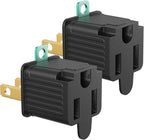 PLUGTUL 2 Prong to 3 Prong Outlet Adapter, Polarized Grounded Outlet Converter, Wall Outlet Plug for Household, Workshops, ETL Listed, 2-Pack, Black