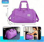Gym Bag for Men & Women - 30L Duffel Bag with Shoe Compartment, Weekender Water Resistant Duffle Bag for Travel, Sports, Fitness & Workouts, Purple