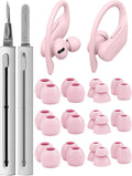 12 Pairs Replacement Ear Tips for Beats Powerbeats Pro/Flex/X Earbuds, Soft Silicone Non-Slip Earbud Accessories, Beats Replacement Tips with Cleaning Kit (Pink)