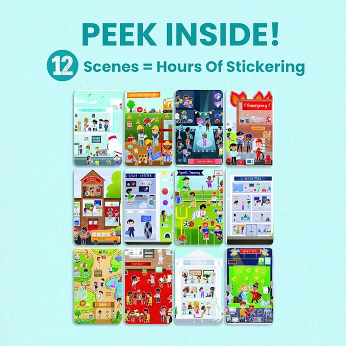 When I Grow Up 500+ Kids Sticker Book by Cupkin Fun Toddler Travel Activity Coloring and Sticker Book, Road Trip Essentials, 12 Coloring Pages 12 Side by Side Scenes for Ages 2–8 Years