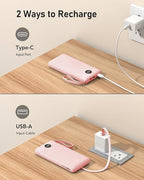 VEEKTOMX Portable Charger Built-in Cables, Power Bank for iPhone, Fast Charge USB C Battery Pack Travel Essentials Powerbank Compatible with iPhone 17/16/15/14, Samsung S25/24
