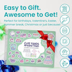 Cute Foods Around Town 500+ Sticker Book for Girls by Cupkin Toddler Airplane Activity Coloring + Sticker Book, Road Trip Essentials, 12 Coloring Pages + 12 Scenes for Ages 2–8 Years