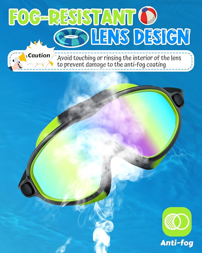 Swim Goggles 2 Pack, Wide View Anti Fog&UV Swimming Goggles for Audlt, No Leak Pool Beach Essentials for Men Women