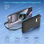 25W Super Fast Charging Portable Charger Power Bank with Built in Cable, 10000mAh Slim USB C Power Bank for Samsung Galaxy S26 Ultra/S26/S26+/S25 Ultra/S25/S24 Ultra/S24/S23 Ultra/S22 Ultra/Note 20
