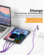 SIQIWO Multi USB C Cable Fast Charging, [4FT/2 Pack] QC 3.0(3A) USB C Splitter Cable, 4 in 1 Charger Cord with 4 Type C Ports, for iPhone 17/16/15 Series, iPad Air/Pro, Samsung Galaxy S26, Pixel, PS5