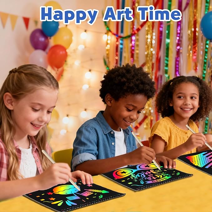 ZMLM Scratch Paper Art-Crafts Gift: 2 Pack Rainbow Notebooks Supplies Independence Day Toys for 3 4 5 6 7 8 9 10 Years Old Girls and Boys Kids Birthday Party Travel Games July 4