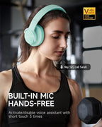 Picun B8 Bluetooth Over Ear Headphones, 120H Playtime with 3 EQ Modes, Low Latency, Hands-Free Calls, Deep Bass for Travel, Home, Office & PC (Cyan)