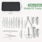 19 in 1 Manicure Set & Nail Clippers Kit, Professional Stainless Steel Grooming Kit for Women & Men, Complete Nail Care Tools with Travel Case, Ideal for Toenail, Pedicure, Home Use or Travel, Black