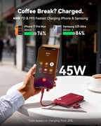 INIU Portable Charger, Ultra Slim 10000mAh 45W PD Power Bank, Fast Charging Mini Battery Pack, Travel Trip Family Essentials Powerbank for College Students Travelers Teen Boys Girls, Red