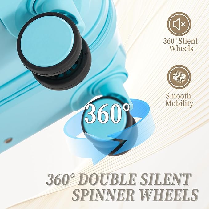 Luggage Sets 3 Piece with Double Spinner Wheels, Carry on Hardshell ABS Suitcases Set with TSA Lock, Lghtweight Checked Luggage for Different Travelling (Blue, 20"/24"/28")