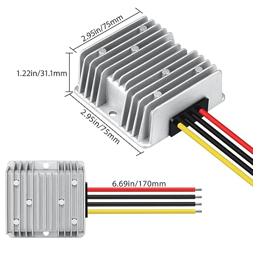 LeMotech DC 12v to 24v Converter 5A 120W Step Up Converter Voltage Reducer IP68 Waterproof Transformer for Golf Cart Truck Boat Vehicle