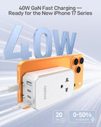 EPICKA Air 40W Universal Travel Adapter, PD Fast Charging International Power Adapter with 1 AC & 4 USB Ports, Worldwide Compact Travel Essentials for USA/EU/UK/AUS(White, Not a Voltage Converter)