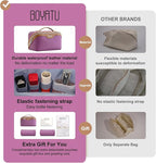BOYATU Travel Makeup Bag Organizer Cosmetic Bag: 3 Pcs Set Make up Bags for Women with Handle - Waterproof Vegan Leather Toiletry Bags Travel Essentials Pouch with Compartments (A-05-Purple)