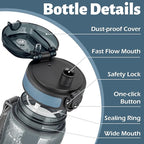 OLDLEY 25 oz Water Bottle, Motivational Water Bottle with Time Marker, Sports Water Bottle With Strap, Leakproof & BPA Free Large Water Bottles for School, Gym, Travel, Outdoor, Dark Blue