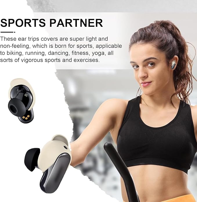 [3 Pairs] Ear Tips Cover for Bose QuietComfort Earbuds II (2022) &Bose QuietComfort Ultra Earbuds (2023), Silicone Sport Ear Hook Cover, Anti-Slip Replacement Eartip Accessories (S,M,L) (White)