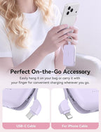 RORRY CharmGo Portable Charger, 10000mAh PD 30W Fast Charging Portable Charger Power Bank with Built-in Cables, Travel Keychain Charger Battery Pack for iPhone 17/16/15, for AirPods 2/3/4/Pro, Purple