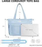 Bagstellar Corduroy Tote Bag for Women, 17 Pockets Laptop Work Tote Bag Lightweight Teacher Nurse Bible Bag for School Travel | with 40oz Cup Holder, Multi Compartment, Zipper Crossbody Bag, College Shoulder Bag, Daily Purse w/ Strap, Ideal Gift for Women