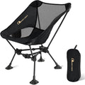 MOON LENCE Portable Camping Chair，Lightweight Backpacking Hiking Chairs,Compact,Foldable,with Anti-Sinking Large Feet for Beach,330 lbs Capacity (Black, Standard)
