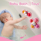 ALASOU 3PCS Pop Suction Cup Spinner Sensory Airplane Travel Toys for 1 Year Old Boy Girl Infant Toddlers|Novelty Spinning Tops 12 18 Months|1 2 Year Old Boy Birthday Gift|Baby Bath Toy Kids Ages 1-3