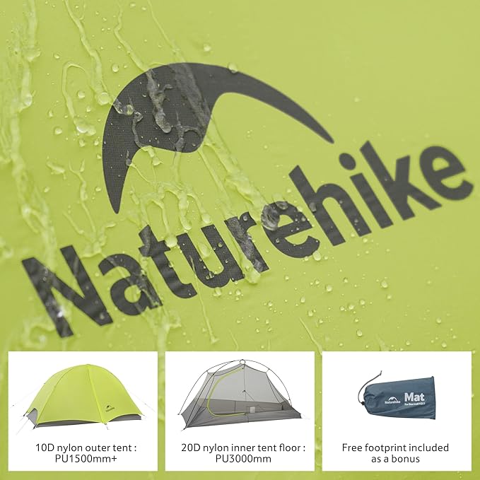 Naturehike Star Trail Ultralight Backpacking Tent, 2.3lb One Person Tent, 2.76 lb 2 Person Tents for Camping