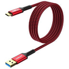 SUNGUY 10Gbps USB C 3.1 Gen 2 Cable, 5FT USB A to USB C 3A Fast Charging Android Auto, USB C CarPlay Cable, Compatible with iPhone 17/16/15 Pro Max, Galaxy S22 S21 Note 20, Pixel 6 5 (Red)