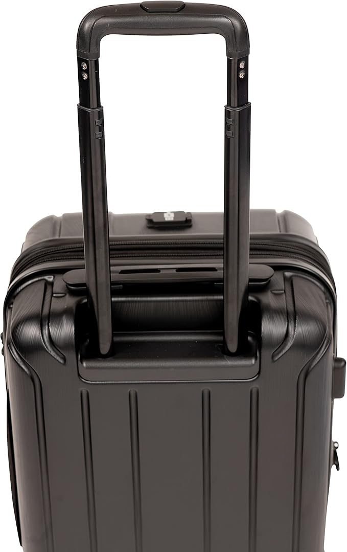 NONSTOP NEW YORK Luggage Expandable Spinner Wheels hard side shell Travel Suitcase Lightweight, TSA Lock, Double USB Port (Black, Checked-Medium 24-Inch)