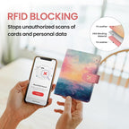 Passport Holder for Travel Essentials, RFID Blocking Leather Cover Wallet with Magnetic Closure, Aesthetic & Cute Passport Book Case for Women and Men - Sunrise (Upgraded with Money Pocket)