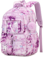 PIG PIG GIRL Kids Backpack for Girls School Bags for Middle School Students Book Bag for Elementary Primary Kawaii Ita Backpack, Purple Butterfly