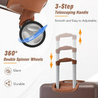 Luggage Sets, 2 Piece Carry on Luggage Set with Travel Bag, 2 Piece Expandable Spinner Hardshell Suitcase with TSA Lock, Back to School Suitcase, Women Men (Brown, 20/24 inch+Cosmetic Case)