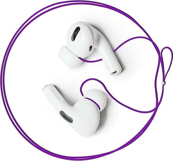 Anti-Lost Strap for Wireless in-Ear Earbuds, New Version Airpods pro Lanyard (Compatible with Earbuds with Ear Tips, Airpods Pro 1 2 3, Sony, Beats, Samsung, Bose) - Purple