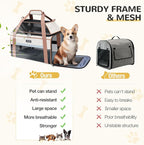 Lekereise Top-Expandable Pet Carrier 17x11x9.5 Inch Alaska Hawaiian Airline Approved Soft Sided Underseat to 12lbs Travel Carriers for Small Cats and Dogs with Locking Safety Zippers Anti-Scratch Mesh