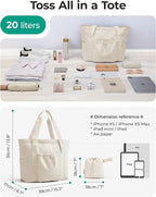 BAGSMART Foldable Tote Bag with Drawstring Bag, Tote Bag Shoulder Bag Top Handle Handbag for Travel, Work, Beach, Gym
