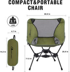 MOON LENCE Portable Camping Chair Backpacking Chair - The 4th Generation Ultralight Folding Chair - Compact, Lightweight Foldable Chairs for Hiking Mountaineering, Beach (Green-2Pack)