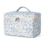 Makeup Bag,Quilted Cosmetic Bags,Large Floral Make Up Bags for Women, Makeup Organize,Flower Travel Toiletry Bag