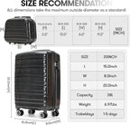 GinzaTravel Carry On Luggage 22x14x9 Airline Approved, Hard Case Luggage Sets 2 Piece, PP Small Luggage Suitcase with TSA Lock & Spinner Wheels, Black, 13/20inch