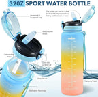 Water Bottle with Straw 1L,Boys Water Bottles with Straw 1 Litre,Waterbottle Leak-Proof Sports Water Bottle,Plastic Drinks Bottles Toxin Free，Bpa-Free (Blue Yellow)