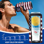 3 in 1 Slim Can Cooler for 12 OZ Skinny Can, Regular Can & Beer Bottle - Keep Cold for 6 Hours - Double Walled Insulated Stainless Steel Vacuum Beverage Insulator (US Flag)
