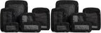 Aerotrunk Compression Packing Cubes for Travel - Luggage Organizer Bags - Double Zipper Packing Cubes for Suitcases (12-Pack, Black)