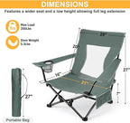 Joyfair Beach Camping Chair (2 Pack), Outdoor Folding Lawn Chair for Adults, Heavy Duty Portable Chair with Armrest for Outside Fishing, Sport, Patio, Cup Holder & Storage Pocket, Carry Bag (Grey)