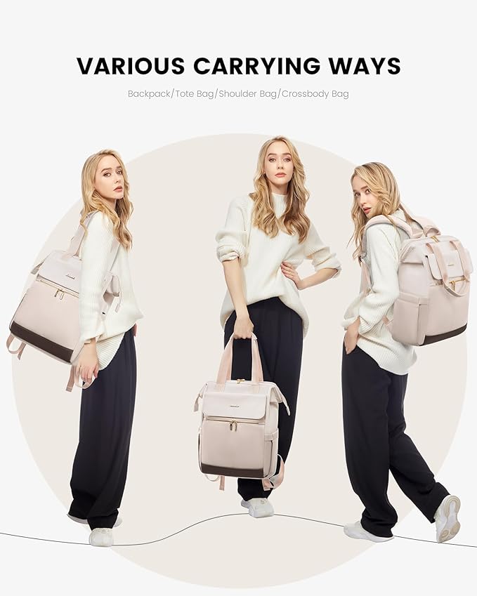LOVEVOOK Laptop Backpack for Women, 15.6 Inch Work Laptop Bag with USB Port, Fashion Teacher Nurse Backpack Purse, Waterproof Travel Computer Backpack with Organizer Bag, 2PCS