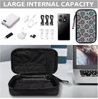 Blue Flowers Electronics Case Portable Electronic Accessories Carry Case Tech Pouch for Cable Cord Charger Phone Earphone Power Bank SD Card Travel Use