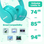 MIDOLA Kids Bluetooth Headphones 68H Play Time,Volume Limit 85/94dB, Foldable Lightweight Wireless Over-Ear Headphone for Kid Toddler Child Pad Tablet,Headsets with Built-in Mic Cyan