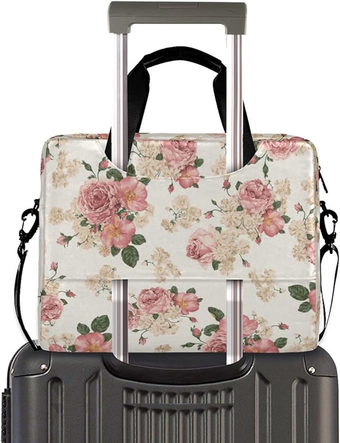 Beautiful Roses Vintage Floral Laptop Case, 15.6 inch Laptop Bag, Waterproof Laptop Sleeve, Protective Briefcase for Women Men