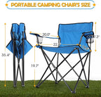 HaSteeL Folding Camping Chair Set of 3, Foldable Blue Camp Chairs & Grey Table, Large Lawn Chair Portable for Adults Hiking, Fishing, Picnic, Outdoor BBQ, Travel, Sports, Cup Holders & Storage Bags